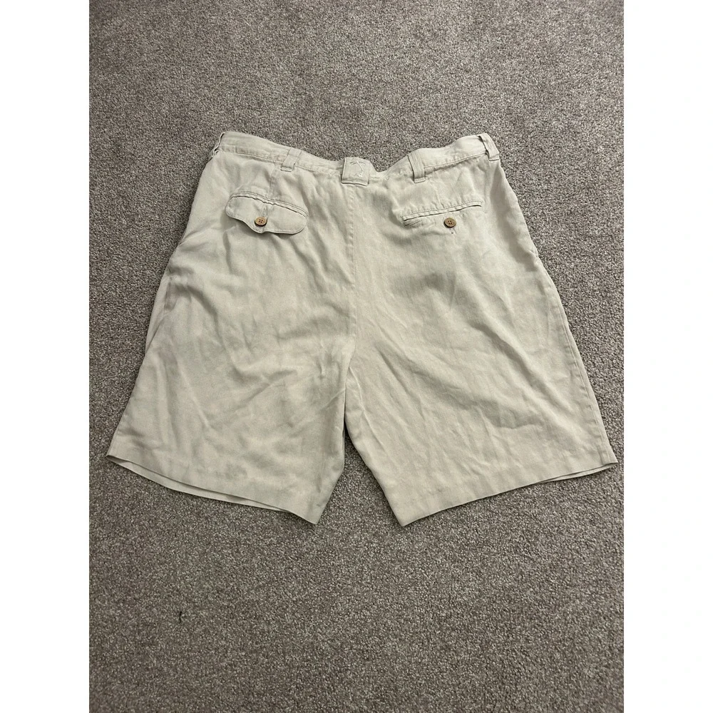 Jamaica Jaxx Silk Pleated Shorts Mens 36 Beige Excellent Herringbone Resortwear